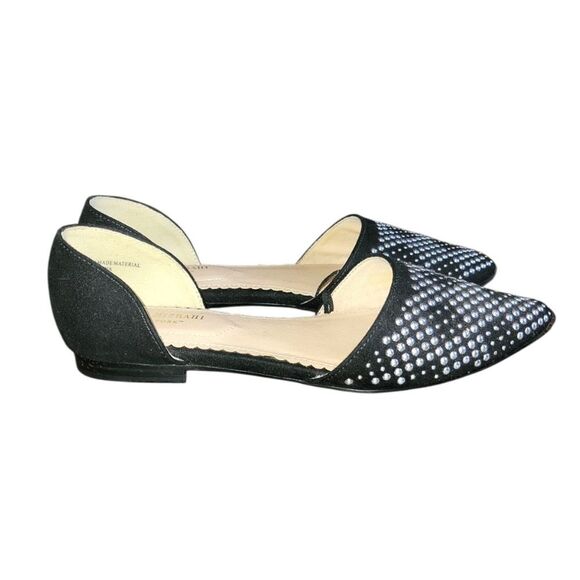 Isaac Mizrahi D'Orsay Black Suede Studded Pointed Toe Loafer Ballet Flats 7.5 - Picture 1 of 12